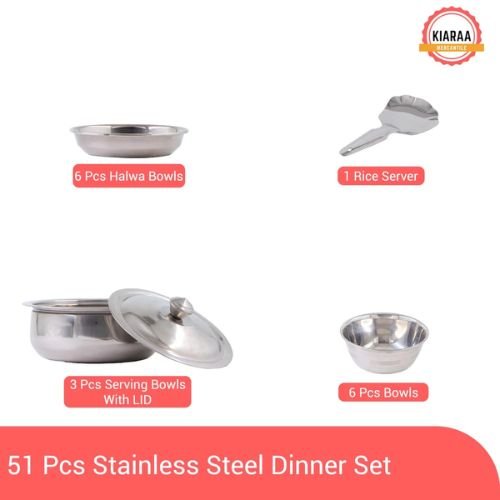 Kiaraa pack of 51 pieces stainess steel dinner set