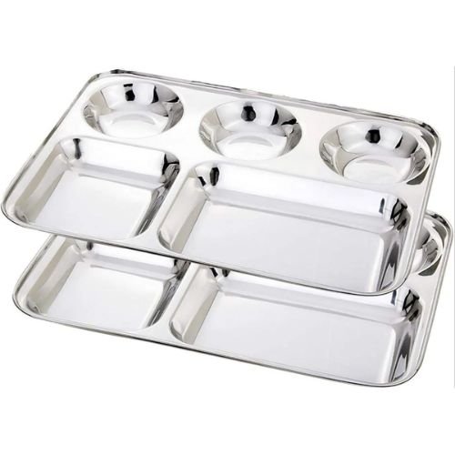 5 Compartment Stainless Steel Plate