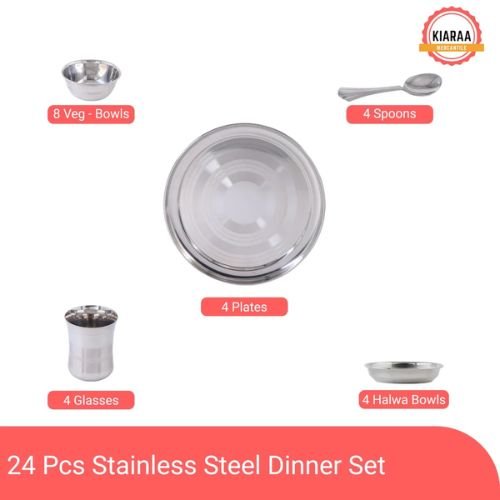 Kiaraa 24 Piece Stainless Steel Dinner Set
