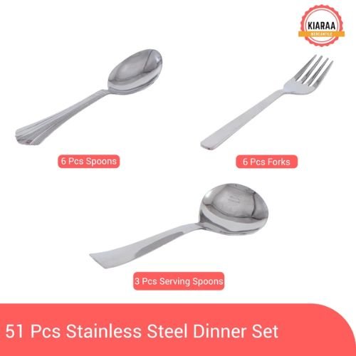 Kiaraa pack of 51 pieces stainess steel dinner set