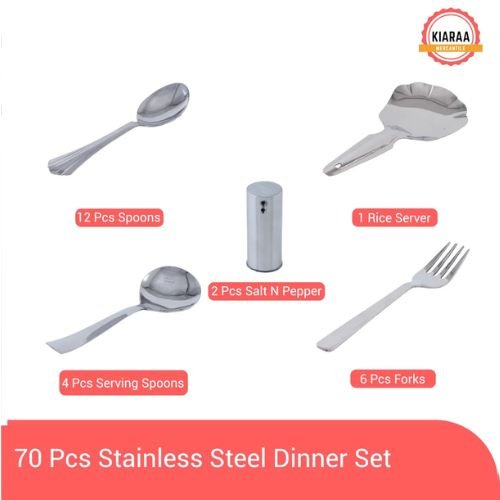 Kiaraa pack of 70 piece stainless steel dinner set