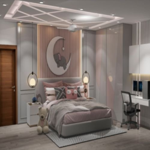 Eclectic Kids Room Design For Girls With Teal And Red Storage Units