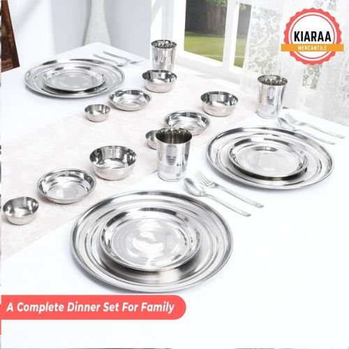 Kairaa Pack of 24 Pieces Stainless Steel Dinner Set