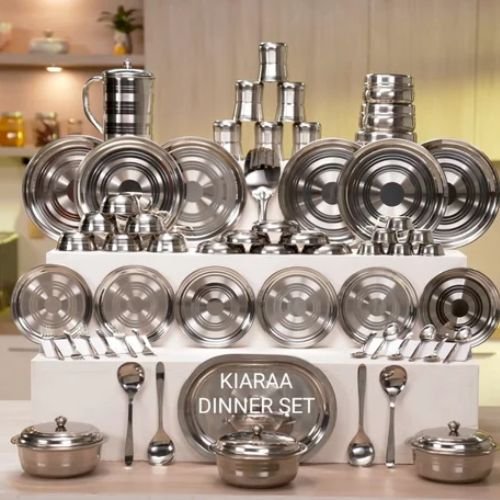 KIARAA 61 Piece Stainless Steel Dinner Set