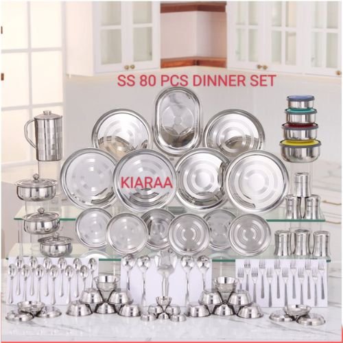 Kiaraa pack of 80 pieces stainless steel dinner set