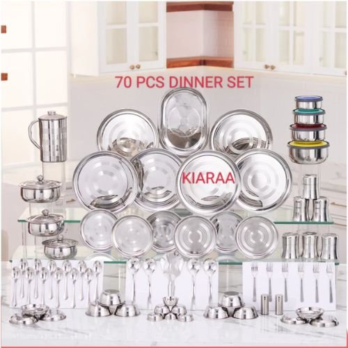 Kiaraa pack of 70 piece stainless steel dinner set