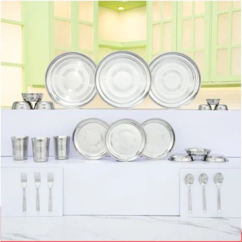 Kairaa Pack of 24 Pieces Stainless Steel Dinner Set