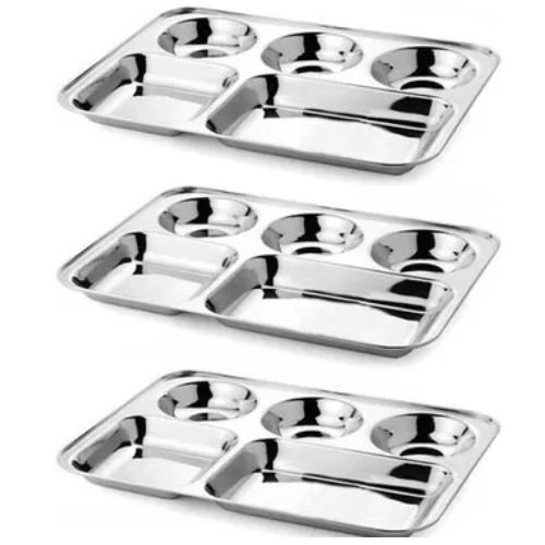 5 Compartment Stainless Steel Plate