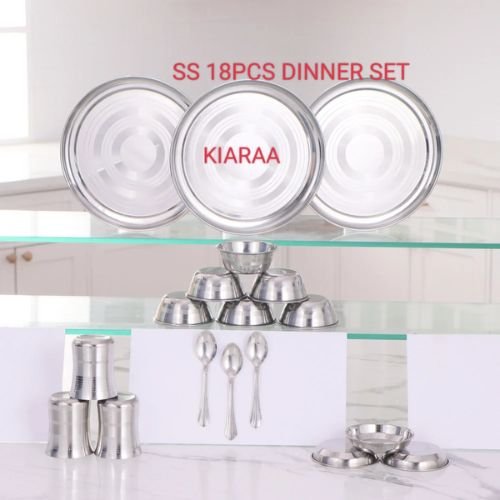 Kairaa Pack of 18 Pices Stainless Steel Dinner Set