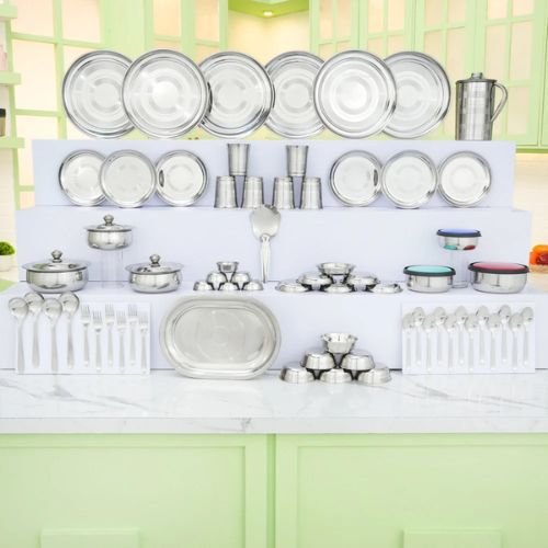 Kiaraa Pack of 70 Pieces Stainless Steel Dinner Set
